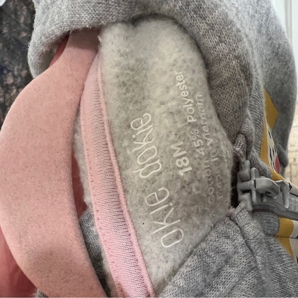 Okie Dokie 18M Gray with Colorful Rainbow Zip Up Hoodie - Picture 3 of 3